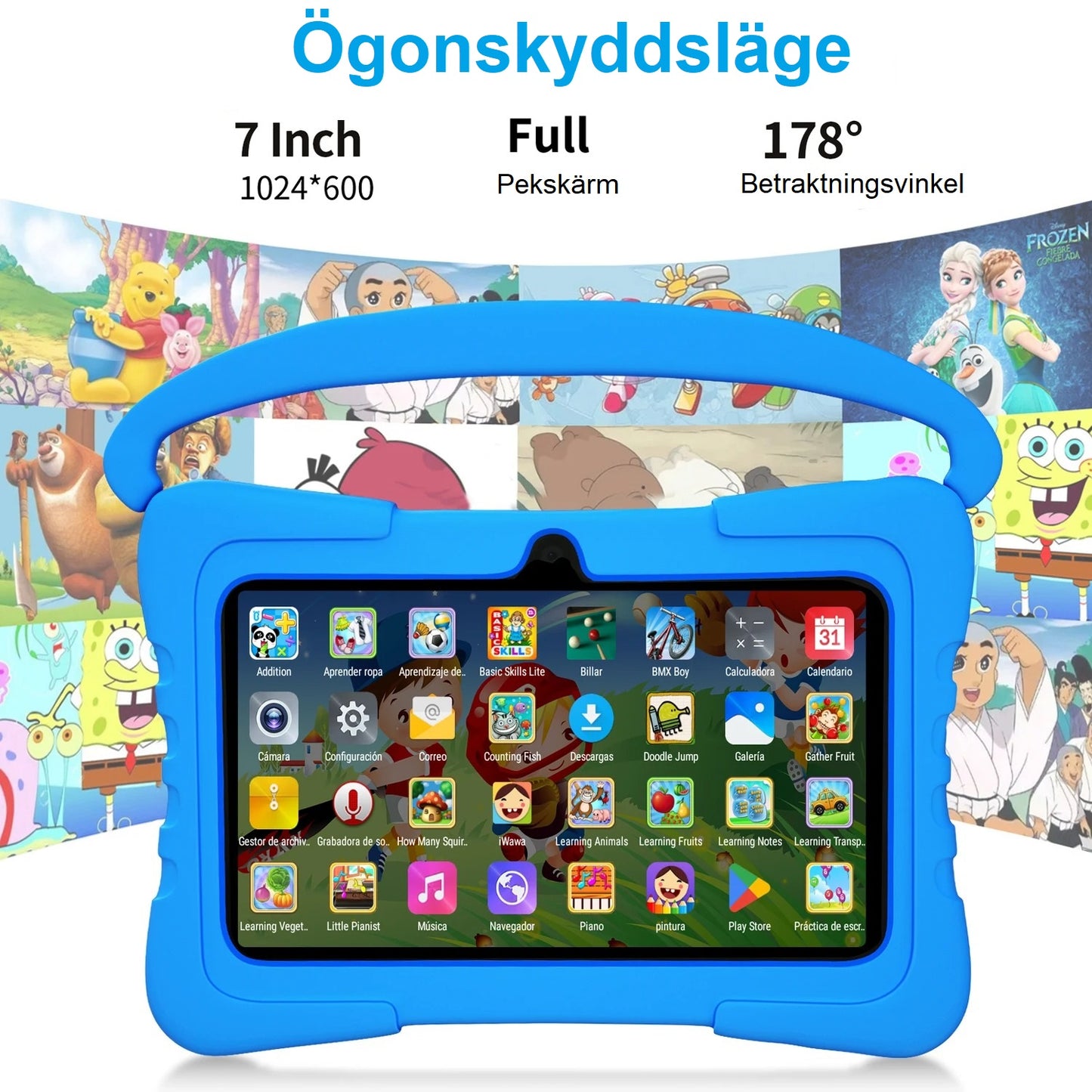 DEPLAY Barnplatta LITE 4 (7'') | Bästa surfplattan för barn | Blå eller Rosa